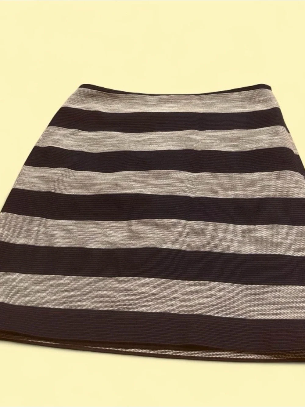 LOFT Striped A-Line Skirt - Black and Silver